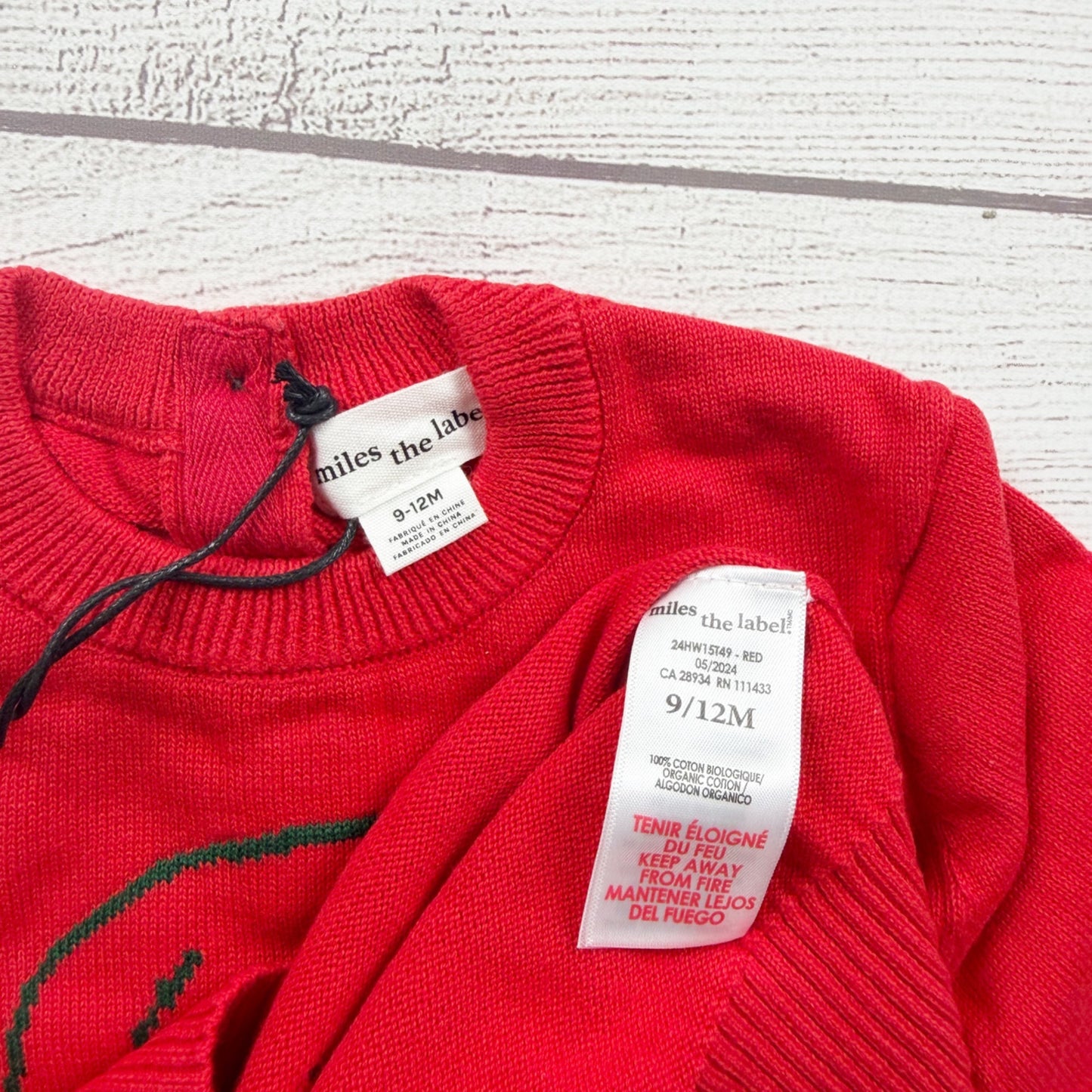 Miles The Label Santa Baby Sweater Organic Cotton Holiday Knit NWT 9-12 Months