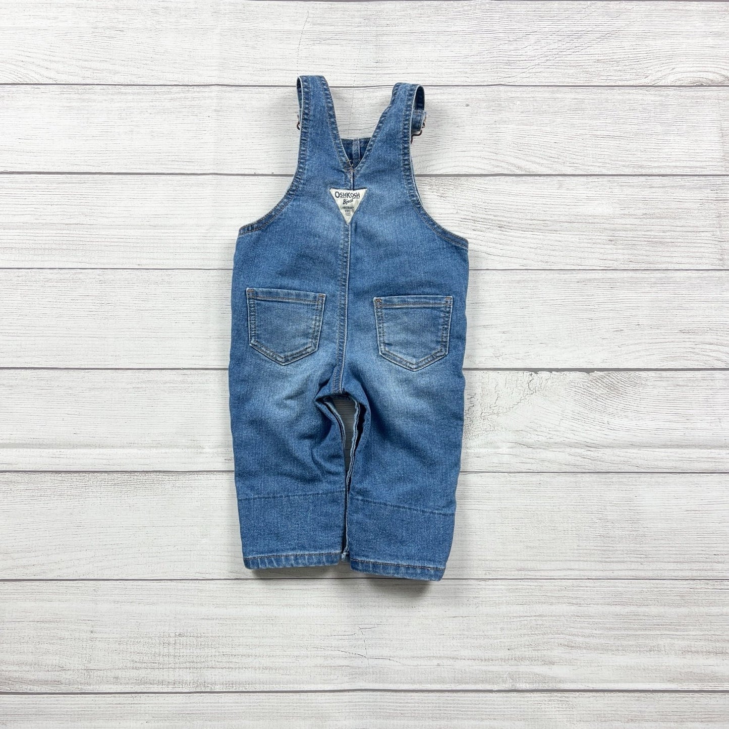 OshKosh B’gosh Baby Denim Overalls Jean Bib Adjustable Straps 6-9 Months
