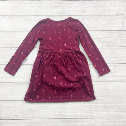 Cat & Jack Girls Dress Burgundy Long Sleeve Floral Pocket Dress S 6 6X