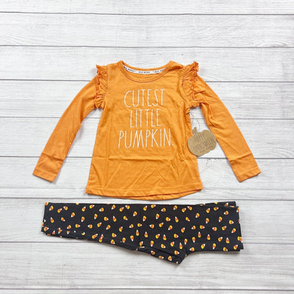 Rae Dunn Girls "Cutest Little Pumpkin" Halloween Outfit Candy Leggings NWT 4