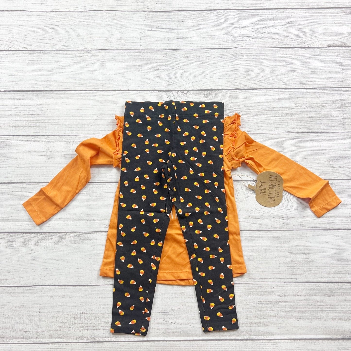 Rae Dunn Girls "Cutest Little Pumpkin" Halloween Outfit Candy Leggings NWT 4