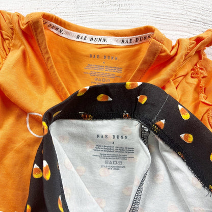 Rae Dunn Girls "Cutest Little Pumpkin" Halloween Outfit Candy Leggings NWT 4