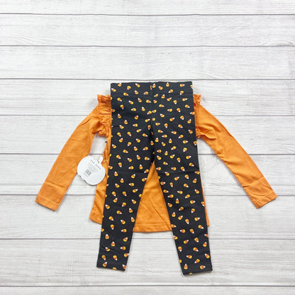 Rae Dunn Girls "Cutest Little Pumpkin" Halloween Outfit Candy Leggings NWT 4