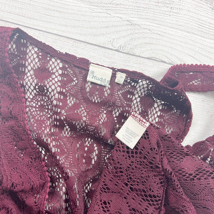 Mudd Lace Maroon See Through Sleeveless Top  Boho Lightweight Blouse Vest 16