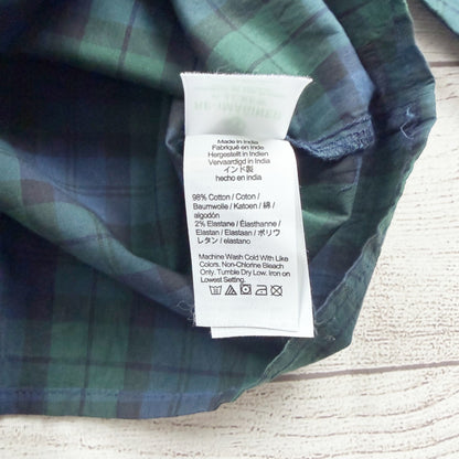 Crewcuts Girls Plaid Top Green Blue Plaid Ruffle Yoke Long Sleeve NWT 4-5