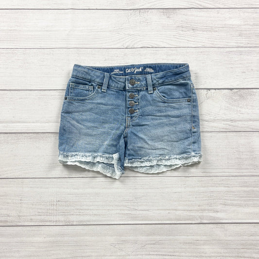 Cat & Jack Girls Denim Jean Shorts Eyelet Lace Trim M 7-8