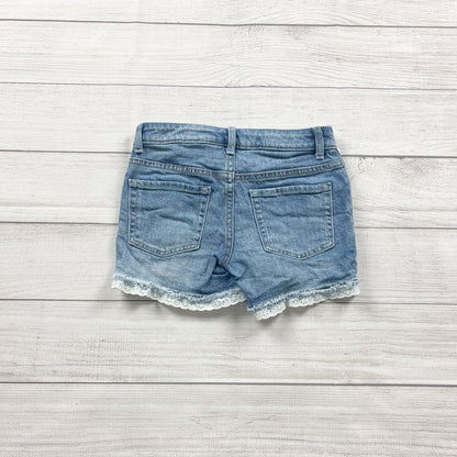 Cat & Jack Girls Denim Jean Shorts Eyelet Lace Trim M 7-8