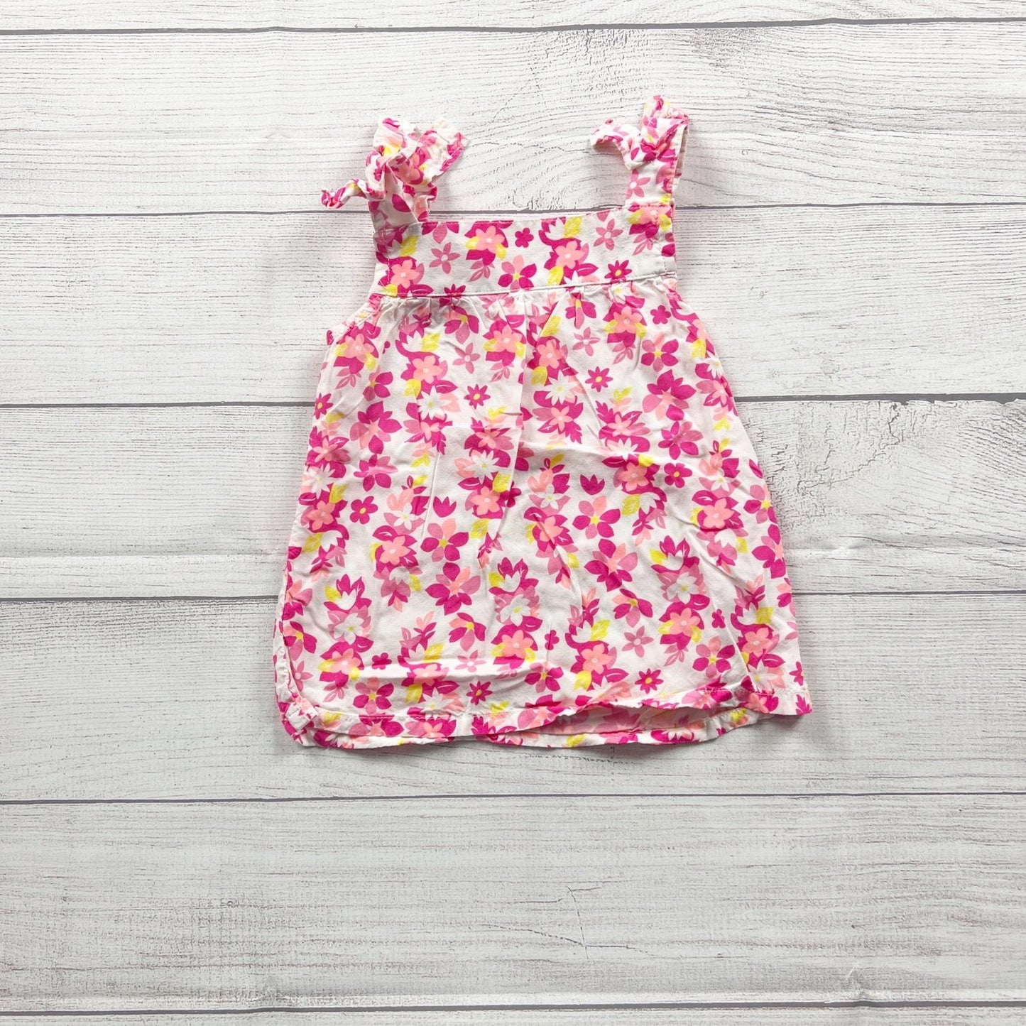 Carter's Toddler Sleeveless Floral Ruffle Strap Pink Viscose Tank Top 3T