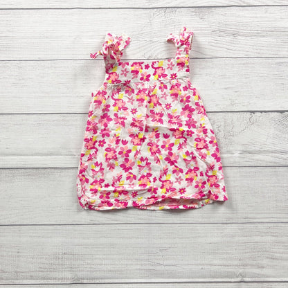Carter's Toddler Sleeveless Floral Ruffle Strap Pink Viscose Tank Top 3T