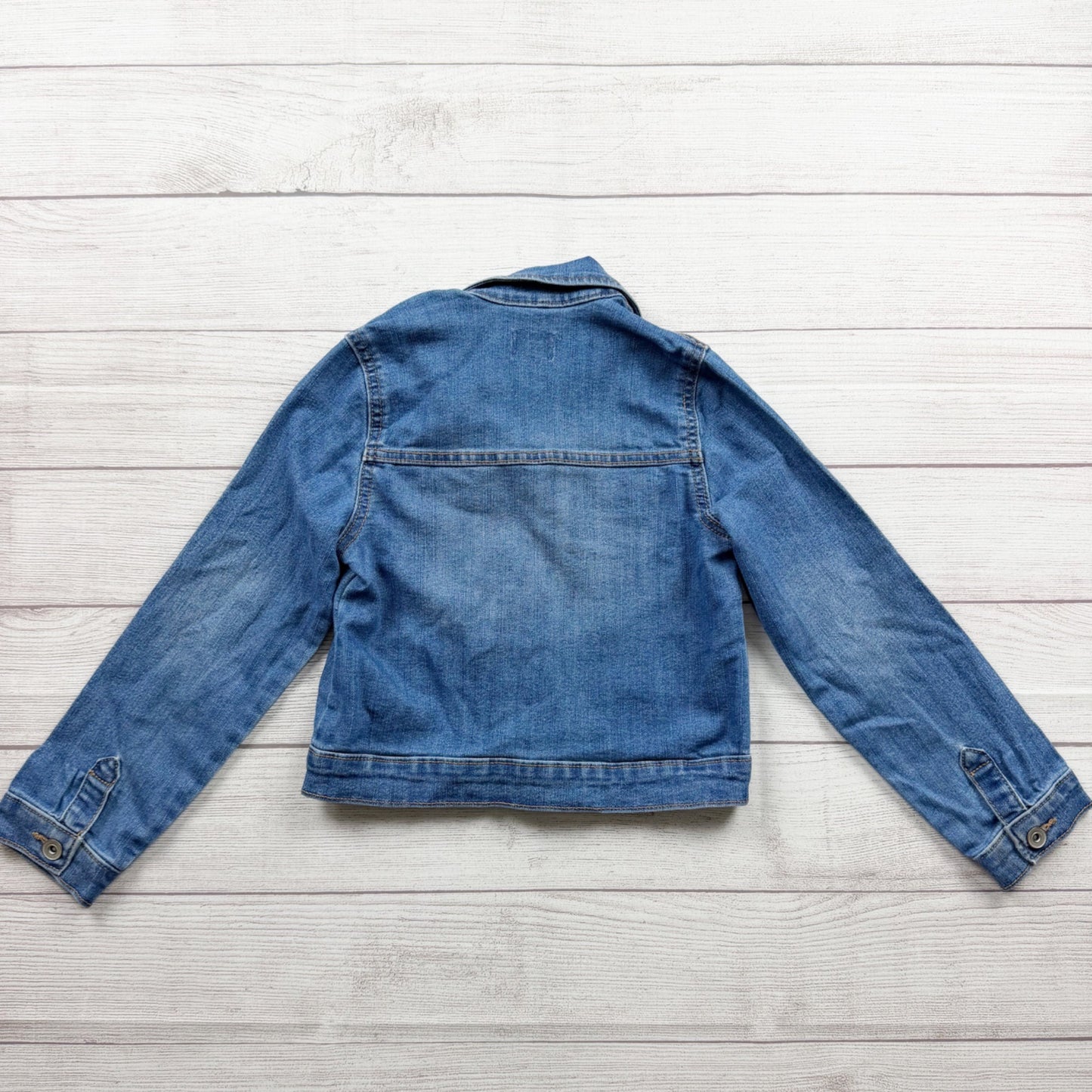 Children’s Place Girls Denim Jacket Blue Stretch Cotton Blend Button Up M 7-8