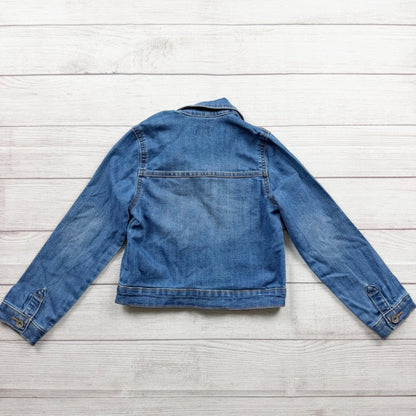 Children’s Place Girls Denim Jacket Blue Stretch Cotton Blend Button Up M 7-8