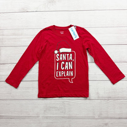 Carter's Toddler Red Christmas Shirt "Santa I Can Explain" Long Sleeve NWT 4T
