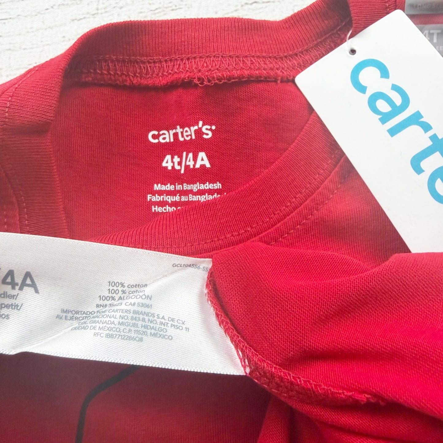 Carter's Toddler Red Christmas Shirt "Santa I Can Explain" Long Sleeve NWT 4T