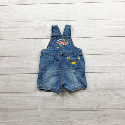 The Childrens Place Denim Safari Jungle Adventure Overalls Shorts 6-9 Months