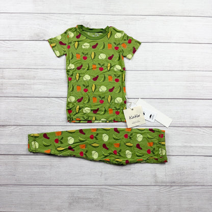 Kickee Pants Toddler Pajama Set Veggie Print Bamboo Viscose 2-Piece NWT 4T