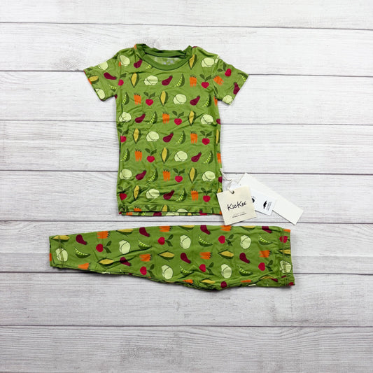 Kickee Pants Toddler Pajama Set Veggie Print Bamboo Viscose 2-Piece NWT 4T