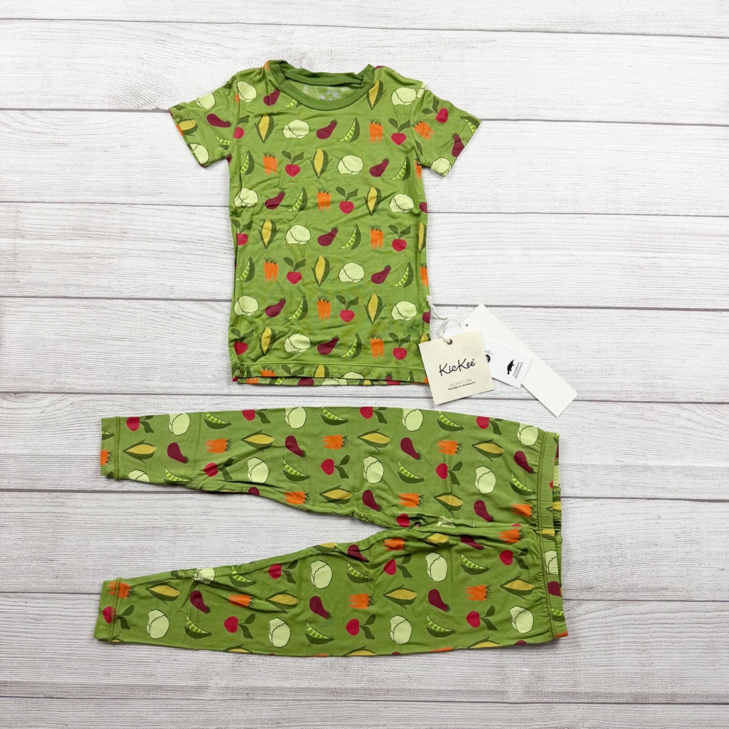 Kickee Pants Toddler Pajama Set Veggie Print Bamboo Viscose 2-Piece NWT 4T