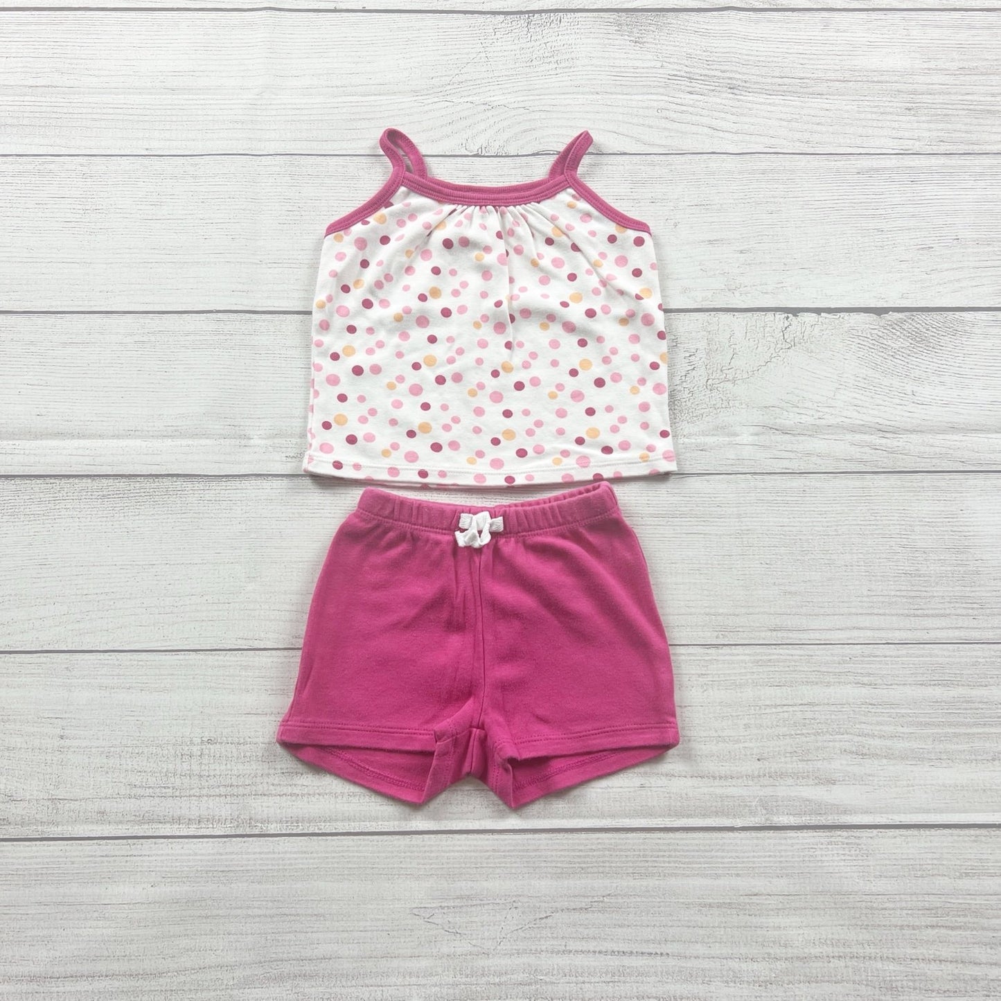 Baby Gap 2 Piece Outfit Set Polka Dot Tank Top + Pink Shorts 3-6 Months