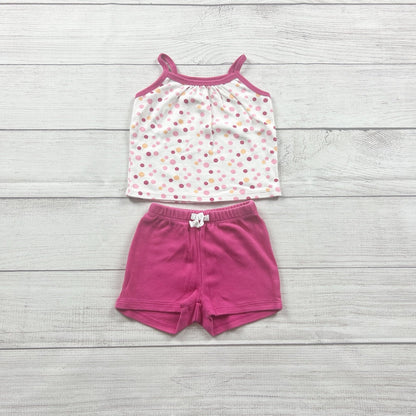 Baby Gap 2 Piece Outfit Set Polka Dot Tank Top + Pink Shorts 3-6 Months