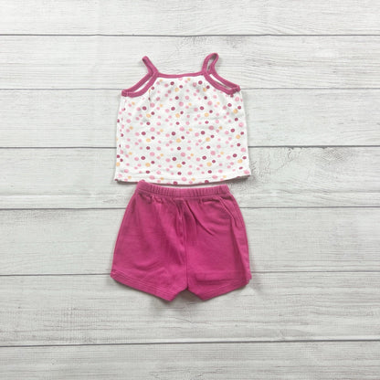 Baby Gap 2 Piece Outfit Set Polka Dot Tank Top + Pink Shorts 3-6 Months