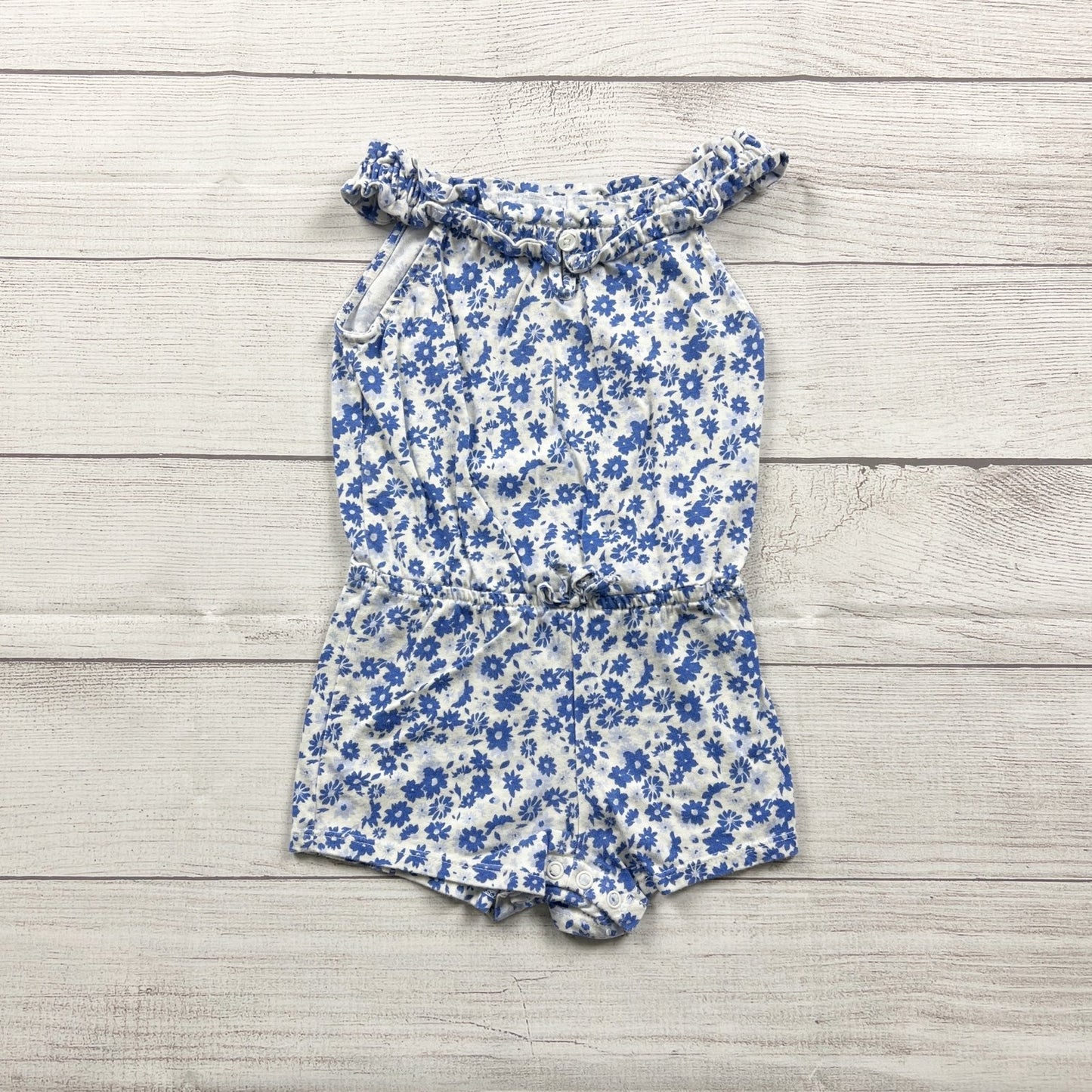 Children's Place Blue Floral Sleeveless Romper Girls 2T