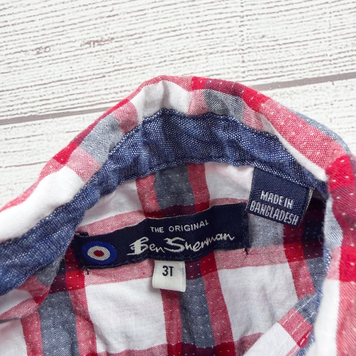 Ben Sherman Boys Red Plaid Button Up Short Sleeve Shirt 3T