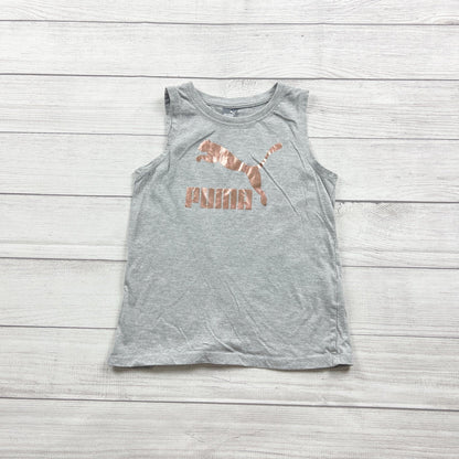 Puma Girls Sleeveless Gray Tank Top Rose Gold Logo L 12-14