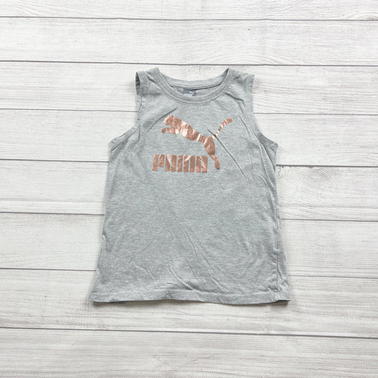 Puma Girls Sleeveless Gray Tank Top Rose Gold Logo L 12-14