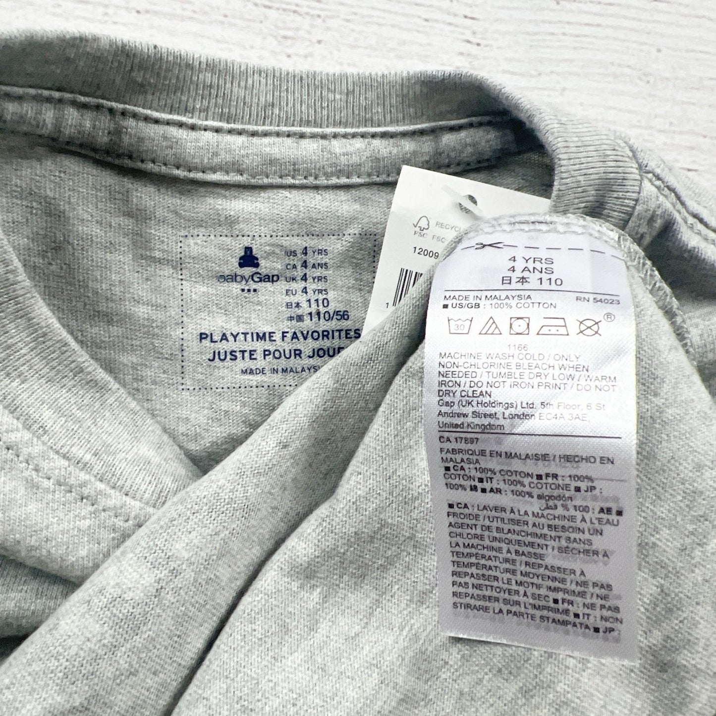 Baby Gap Boys Long Sleeve Shirt Gray Stay Wild Graphic Tee NWT 4T