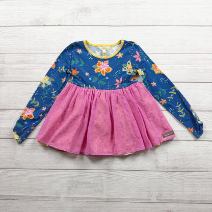 Matilda Jane Girls Floral Textured Pink Long Sleeve Peplum Tunic Top Layered 6