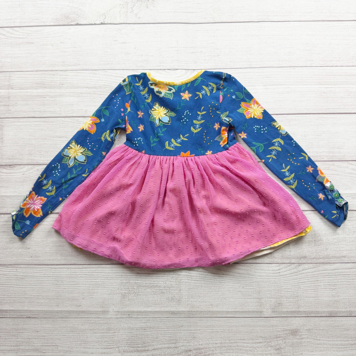 Matilda Jane Girls Floral Textured Pink Long Sleeve Peplum Tunic Top Layered 6