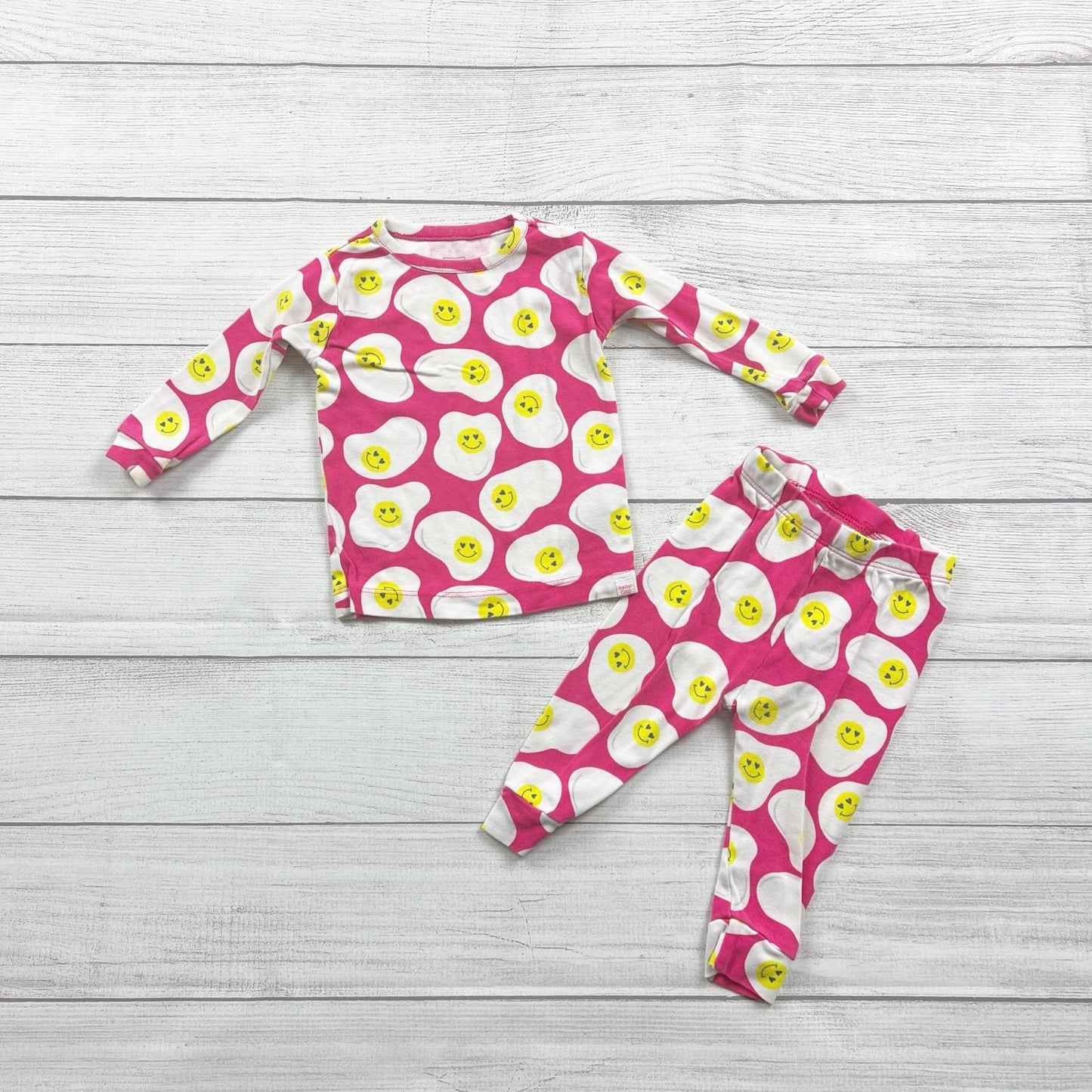 Baby Gap Smiley Face Egg Print Long Sleeve Pajamas Set 6-12 Months