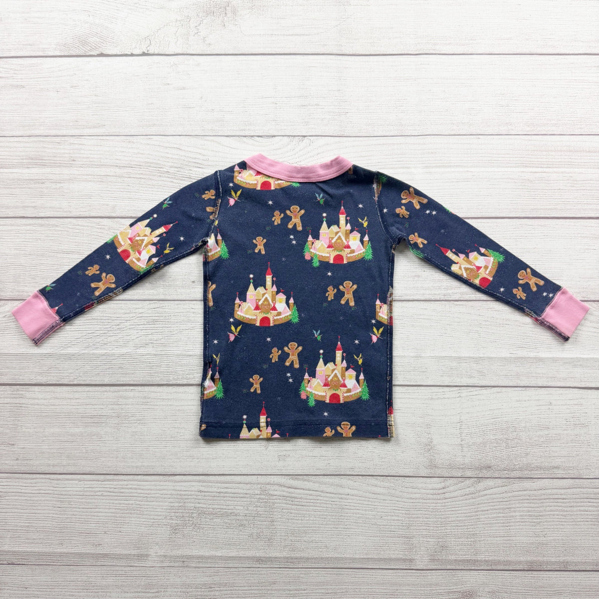 Hanna Andersson Girls Organic Cotton Holiday Pajama Set Navy Gingerbread 3T