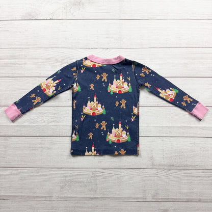 Hanna Andersson Girls Organic Cotton Holiday Pajama Set Navy Gingerbread 3T