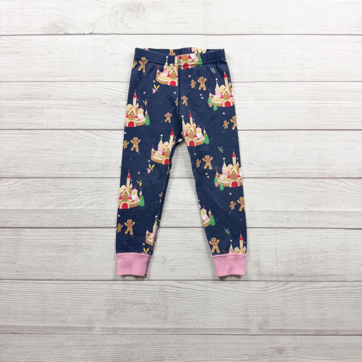 Hanna Andersson Girls Organic Cotton Holiday Pajama Set Navy Gingerbread 3T