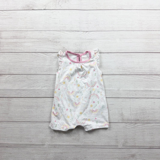 Chick Pea Infant Girls FloralRainbow Print Sleeveless Romper 6-9 Months