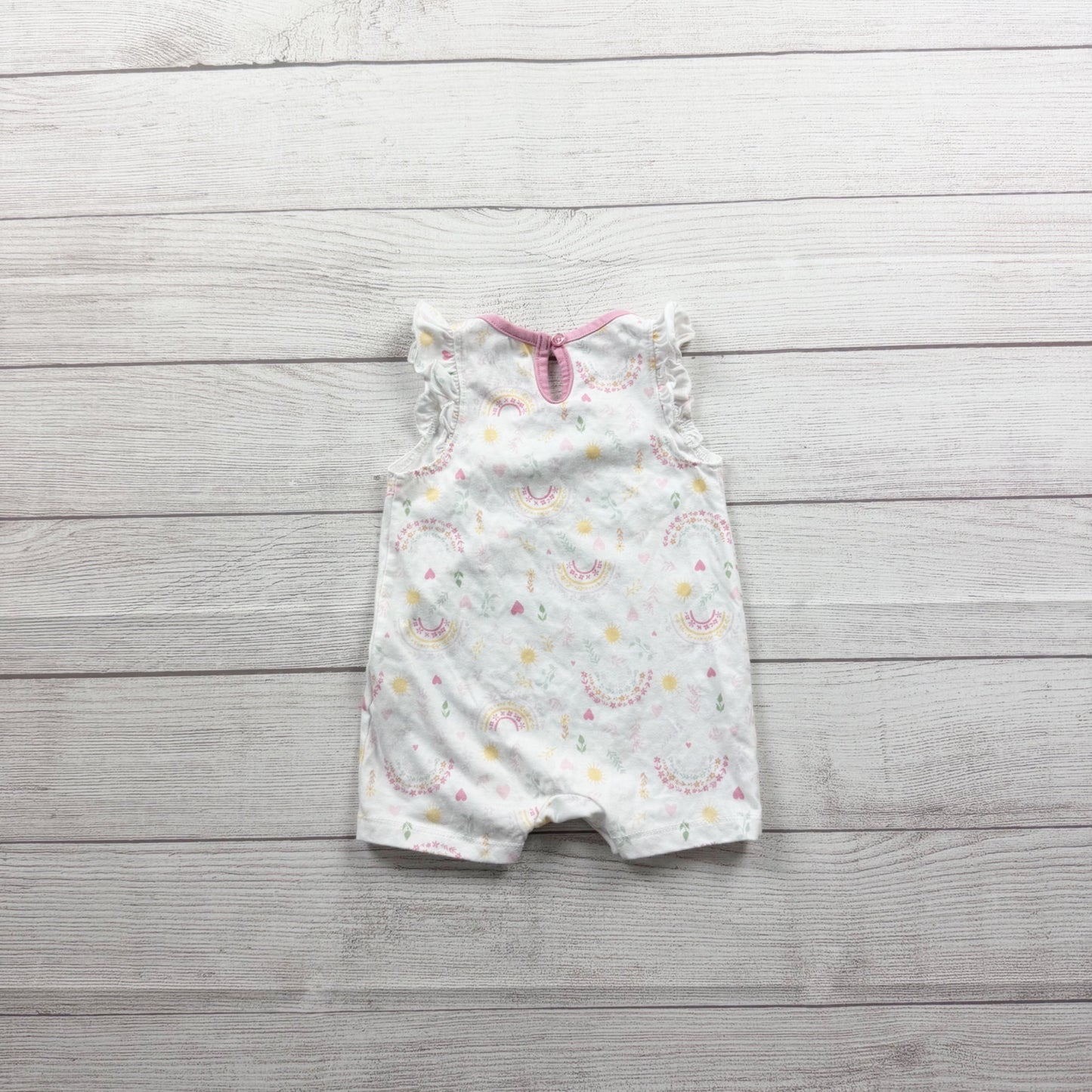 Chick Pea Infant Girls FloralRainbow Print Sleeveless Romper 6-9 Months