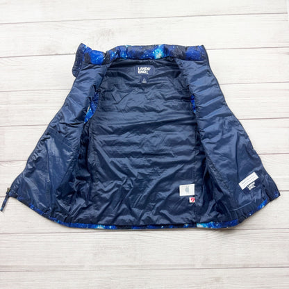 Lands End Puffer Vest Galaxy Print Lightweight Insulated Primaloft L 10-12