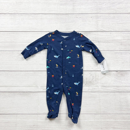 Carter's Baby Boys Navy Ocean Theme Snap Footed Sleeper Pajamas NWT 0-3 Months
