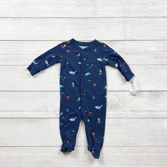 Carter's Baby Boys Navy Ocean Theme Snap Footed Sleeper Pajamas NWT 0-3 Months