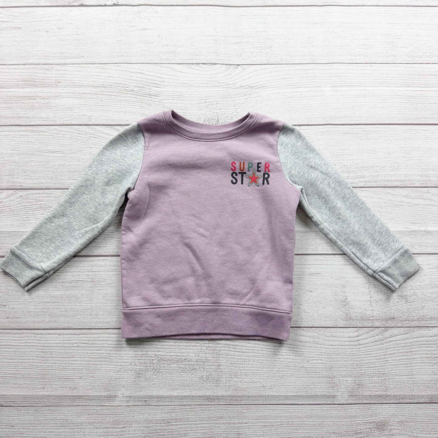 Garanimals Super Star Kids Sweatshirt Lavender Gray Long Sleeve Warm Cozy 3T