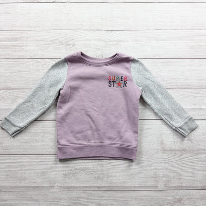 Garanimals Super Star Kids Sweatshirt Lavender Gray Long Sleeve Warm Cozy 3T