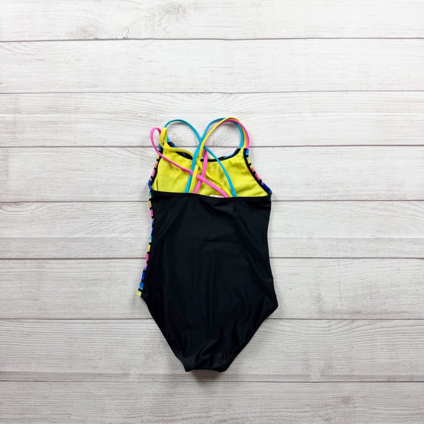 Cat & Jack Girls Multicolor Striped One Piece Swimsuit Crossback Straps S 6 6X