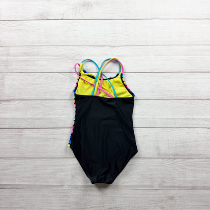 Cat & Jack Girls Multicolor Striped One Piece Swimsuit Crossback Straps S 6 6X