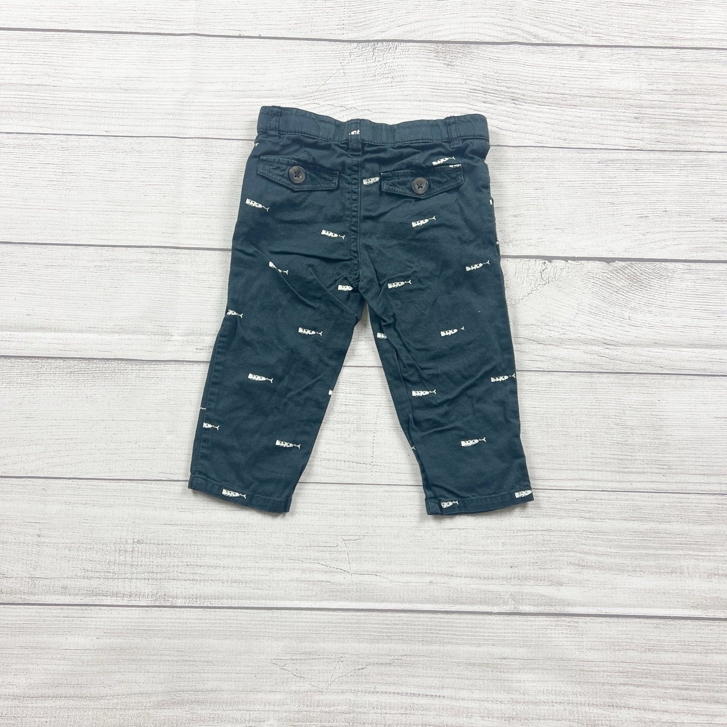 Peek Little Peanut Baby Whale Print Pants Navy Cotton Trousers 12-18 Months