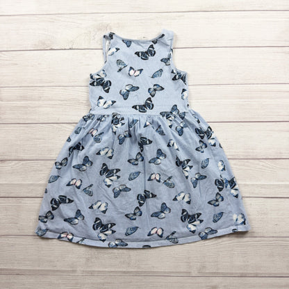 H&M Girls Blue Butterfly Print Sleeveless Dress Cotton Lightweight 8-10