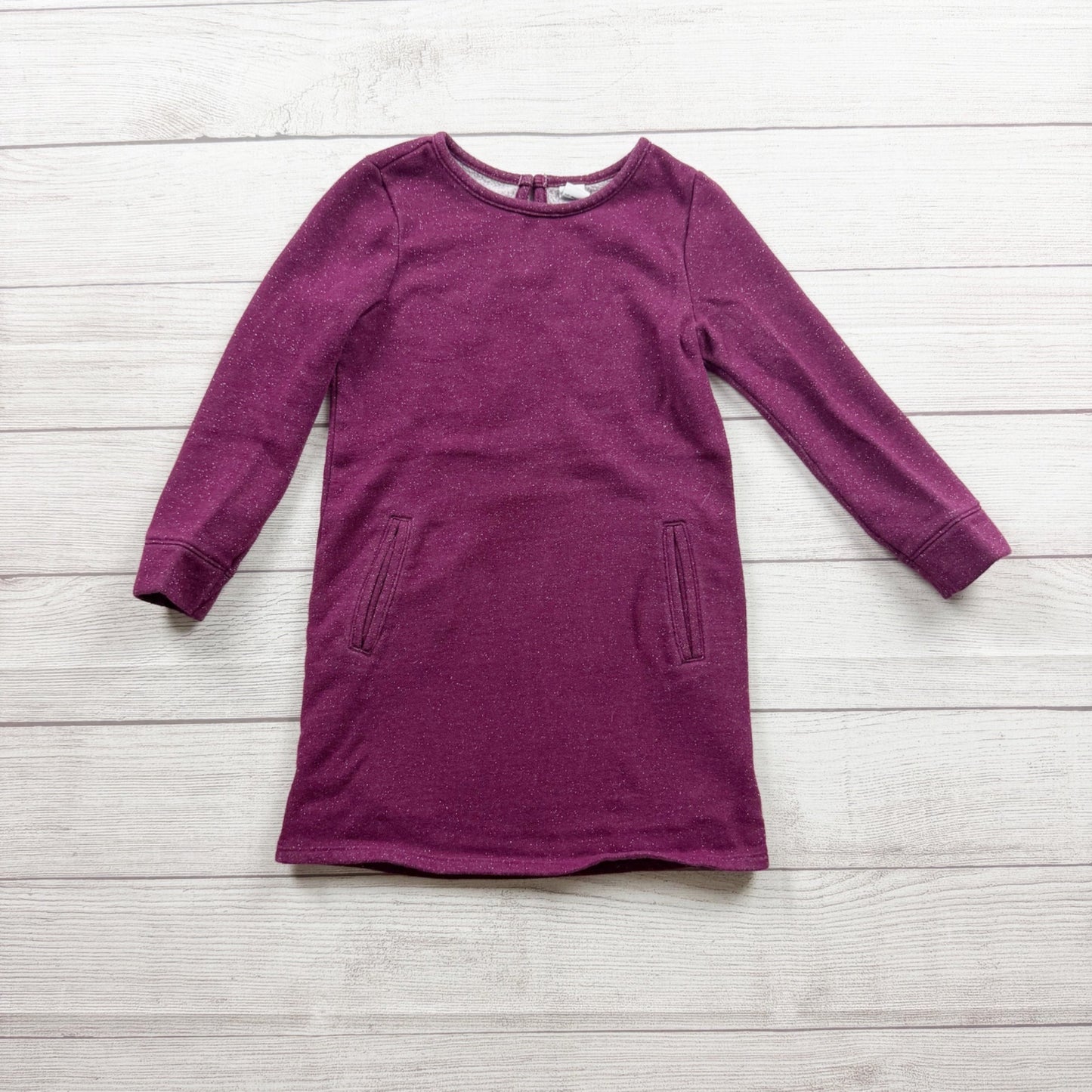 Old Navy Girls Purple Glitter Knit Long Sleeve Dress Casual Comfortable 5T