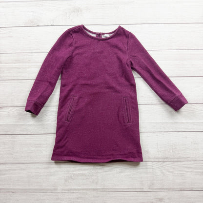 Old Navy Girls Purple Glitter Knit Long Sleeve Dress Casual Comfortable 5T