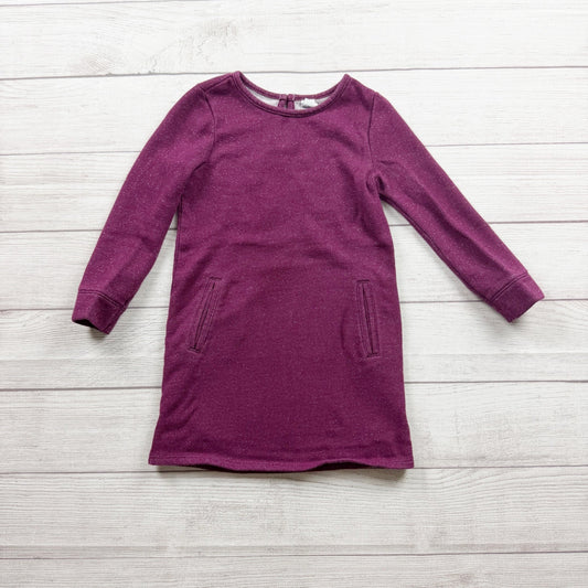 Old Navy Girls Purple Glitter Knit Long Sleeve Dress Casual Comfortable 5T