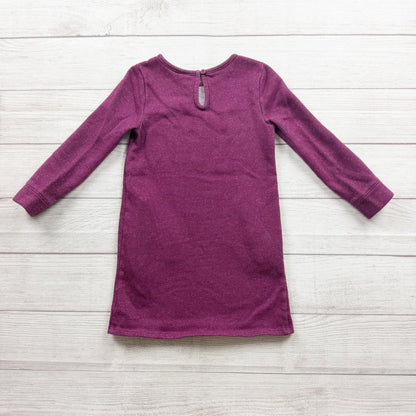 Old Navy Girls Purple Glitter Knit Long Sleeve Dress Casual Comfortable 5T